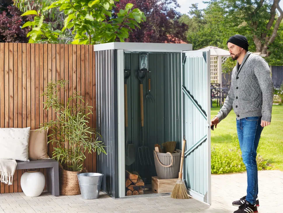 Abrigo De Jardim Em Metal Cinzento 98 X 180 Cm Umbria