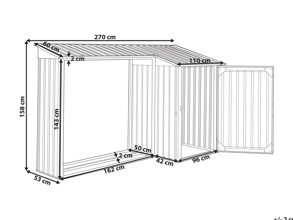 Abrigo De Jardim Em Metal Cinzento 158 X 270 Cm Aosta