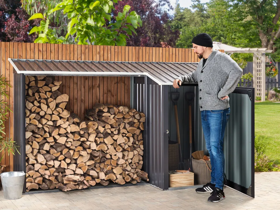 Abrigo De Jardim Em Metal Cinzento 158 X 270 Cm Aosta