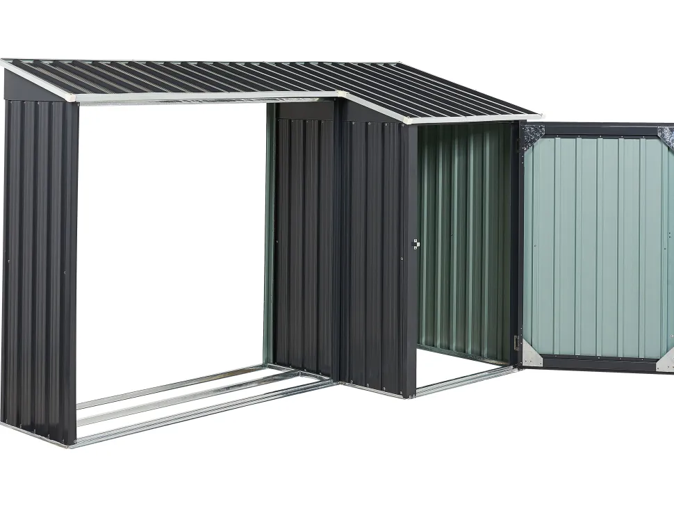 Abrigo De Jardim Em Metal Cinzento 158 X 270 Cm Aosta