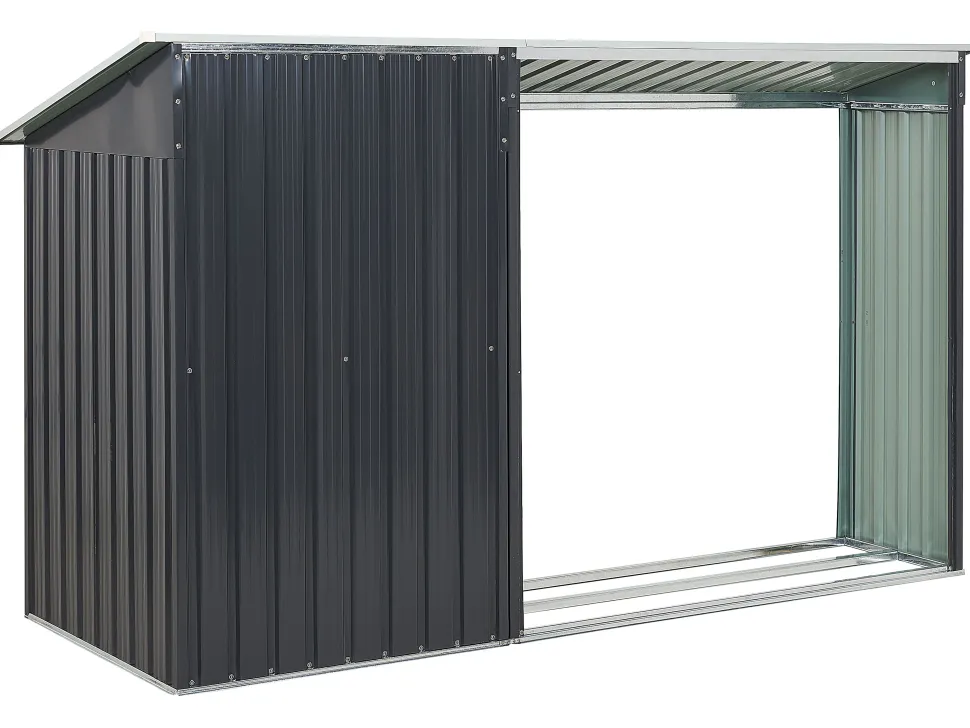 Abrigo De Jardim Em Metal Cinzento 158 X 270 Cm Aosta