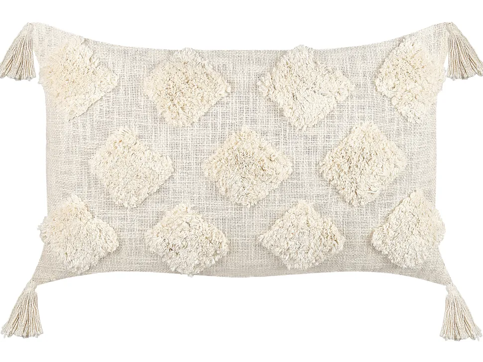 Almofada Com Bordado Em Algodao Creme 35 X 55 Cm Papaver