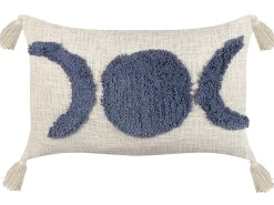 Almofada Com Bordado Em Algodao Creme E Azul 35 X 55 Cm Lupinus