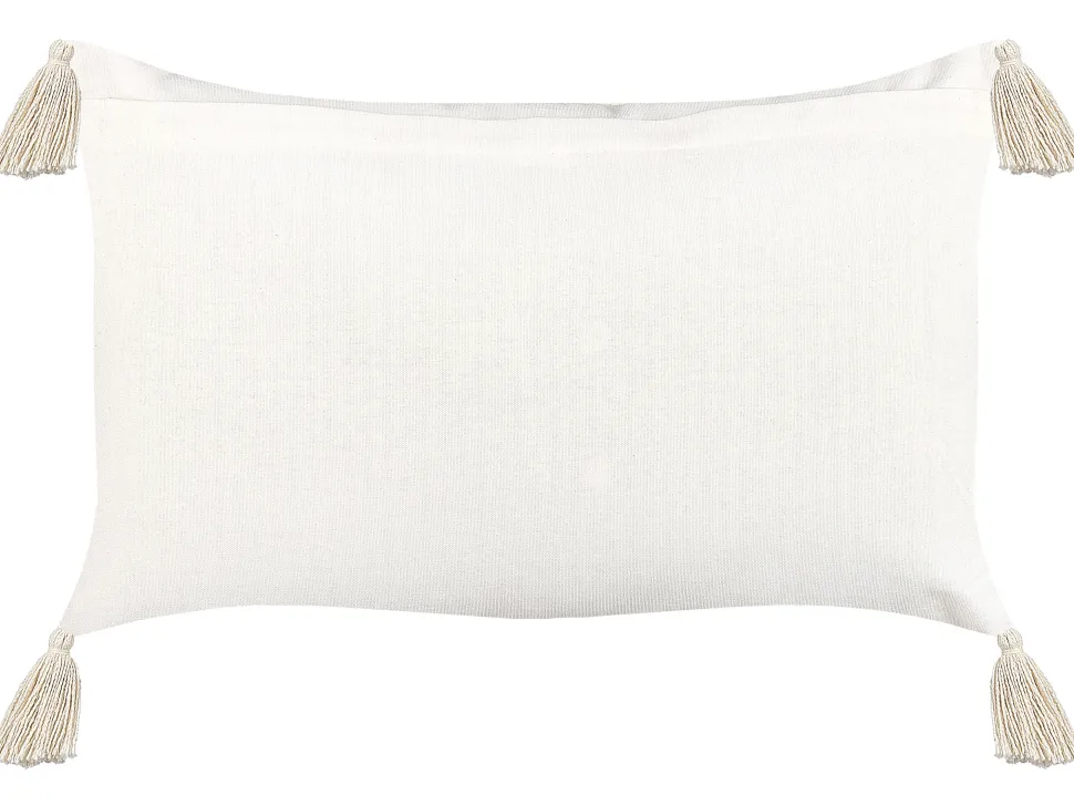 Almofada Com Bordado Em Algodao Creme E Azul 35 X 55 Cm Lupinus