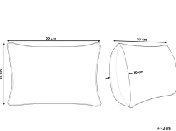 Almofada Com Bordado Em Algodao Creme E Azul 35 X 55 Cm Lupinus