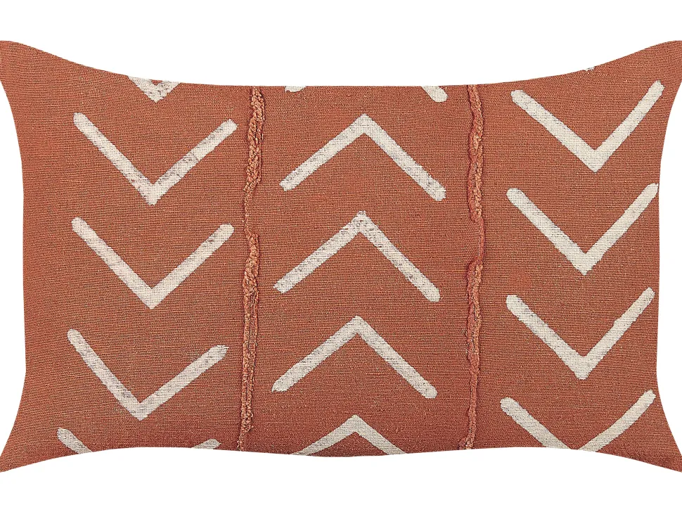 Almofada Com Padrao Geometrico Em Algodao Laranja 35 X 55 Cm Albium