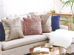 Almofada De Algodao Com Padrao Geometrico 50 X 50 Cm Rosa Dourado Oujda