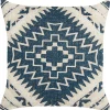Almofada De Algodao Com Padrao Geometrico 50 X 50 Cm Azul E Creme Safi
