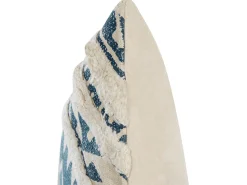 Almofada De Algodao Com Padrao Geometrico 50 X 50 Cm Azul E Creme Safi