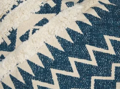 Almofada De Algodao Com Padrao Geometrico 50 X 50 Cm Azul E Creme Safi