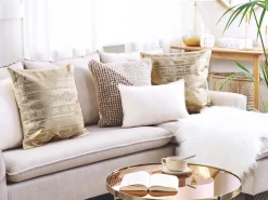 Almofada De Algodao Com Padrao Geometrico 50 X 50 Cm Dourado Oujda