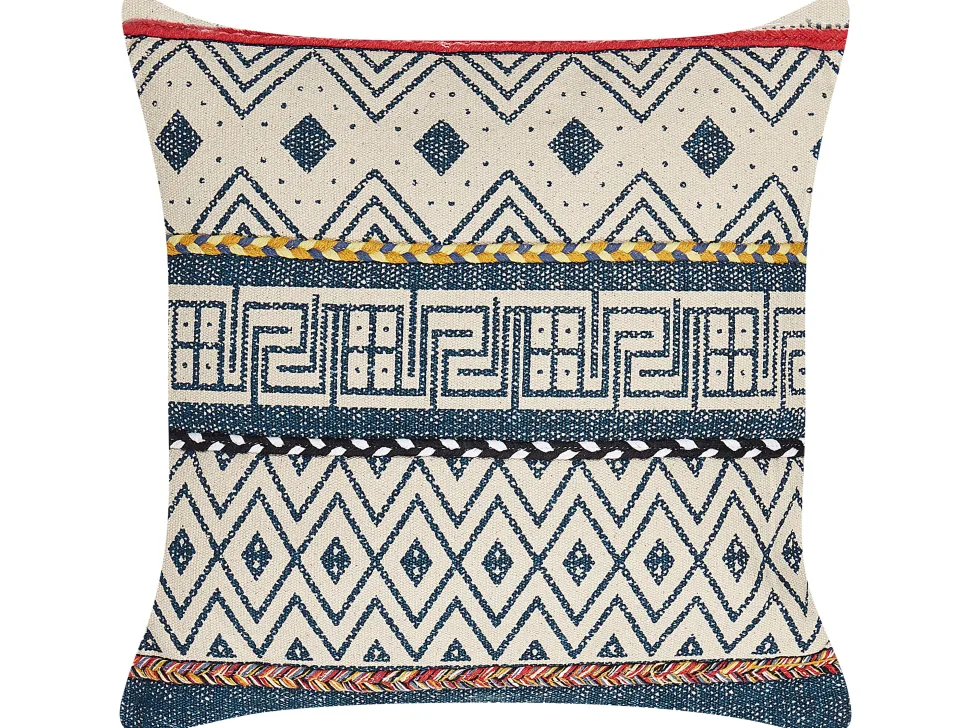 Almofada De Algodao Com Padrao Geometrico 50 X 50 Cm Multicolor Souk