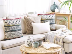 Almofada De Algodao Com Padrao Geometrico 50 X 50 Cm Multicolor Souk