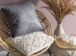 Almofada Decorativa Algodao E Viscose Cinzenta Com Relevo 45 X 45 Cm Melur