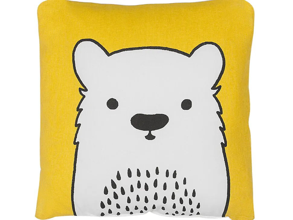 Almofada Decorativa Amarela Com Estampa De Urso 45 X 45 Cm Waranasi