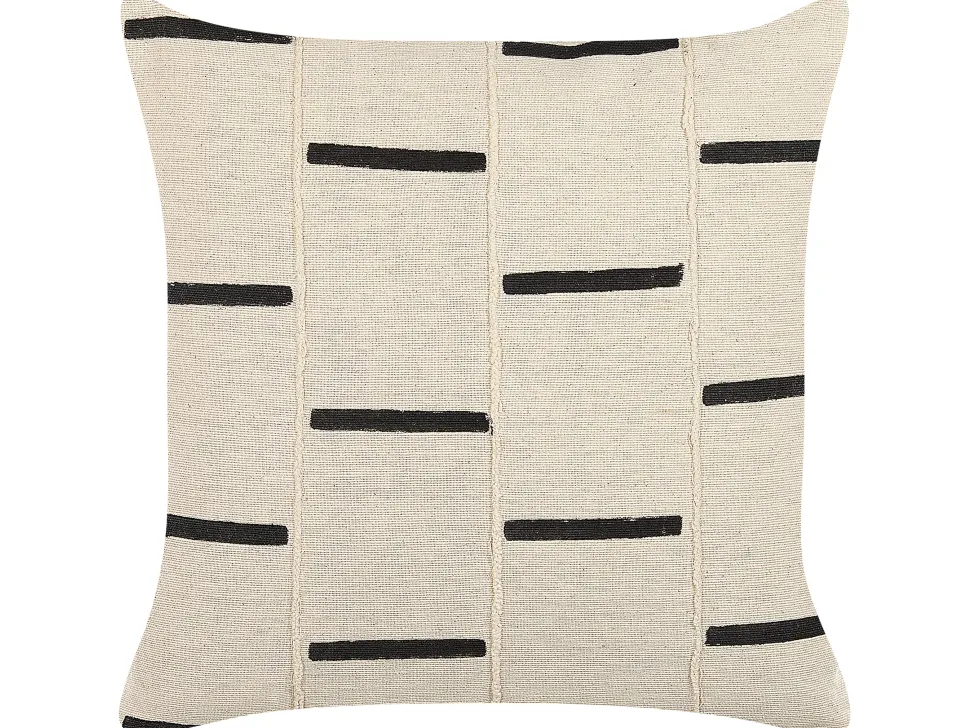 Almofada Decorativa As Riscas Em Algodao Creme E Preto 45 X 45 Cm Abies
