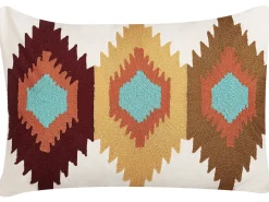 Almofada Decorativa Bordada Algodao Multicolor 40 X 60 Cm Danapur