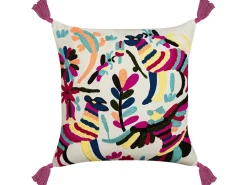 Almofada Decorativa Bordada Algodao Multicolor 50 X 50 Cm Raiganj