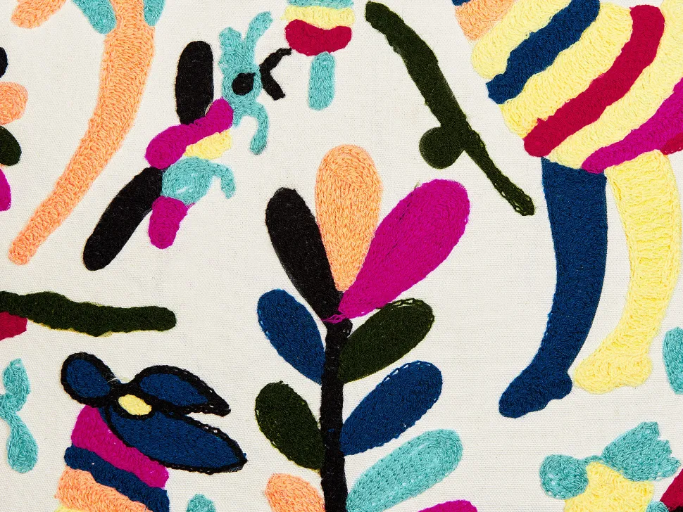 Almofada Decorativa Bordada Algodao Multicolor 50 X 50 Cm Raiganj