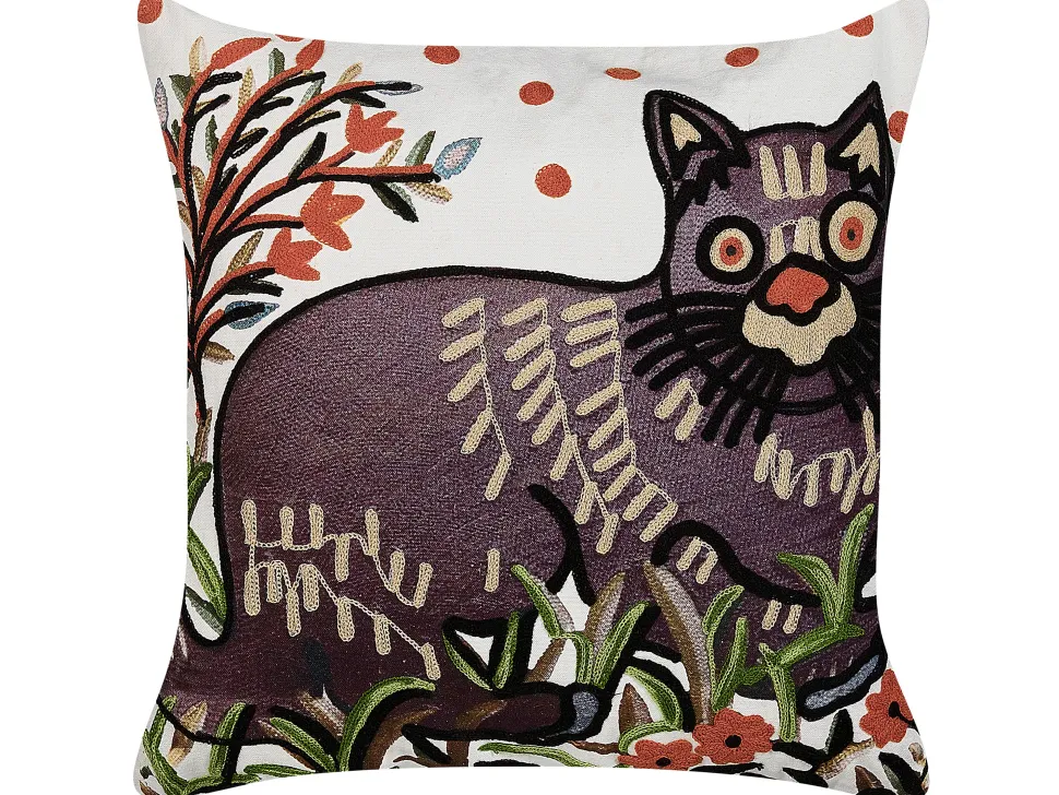 Almofada Decorativa Bordada Algodao Multicolor 50 X 50 Cm Phusro