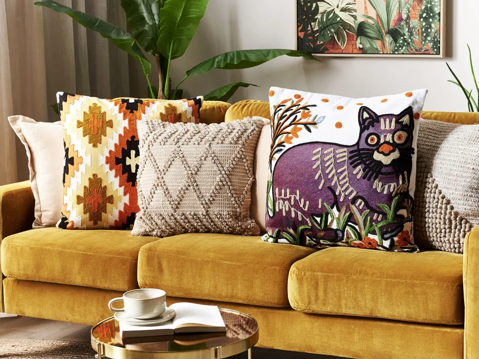 Almofada Decorativa Bordada Algodao Multicolor 50 X 50 Cm Phusro