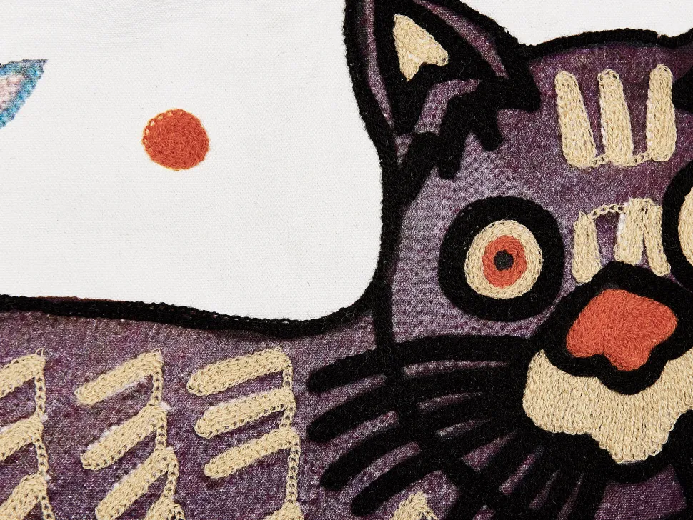 Almofada Decorativa Bordada Algodao Multicolor 50 X 50 Cm Phusro