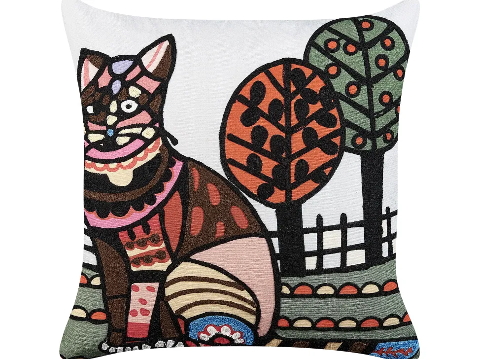 Almofada Decorativa Bordada Algodao Multicolor 50 X 50 Cm Mehsana