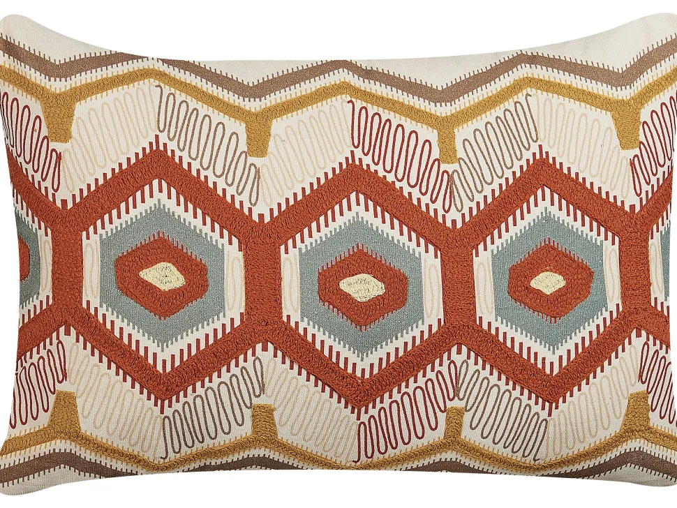 Almofada Decorativa Bordada Em Algodao Multicolor 40 X 60 Cm Majra