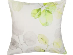 Almofada Decorativa Branca Com Folhas Verdes 45 X 45 Cm Peperomia