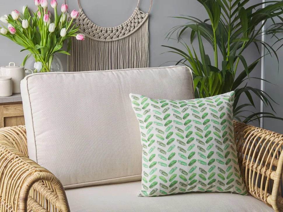 Almofada Decorativa Branca E Verde 45 X 45 Cm Prunus