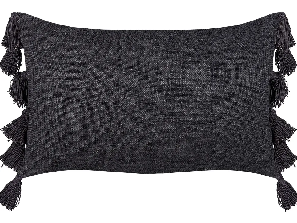 Almofada Decorativa Com Borlas Em Algodao Cinzento 35 X 55 Cm Lythrum