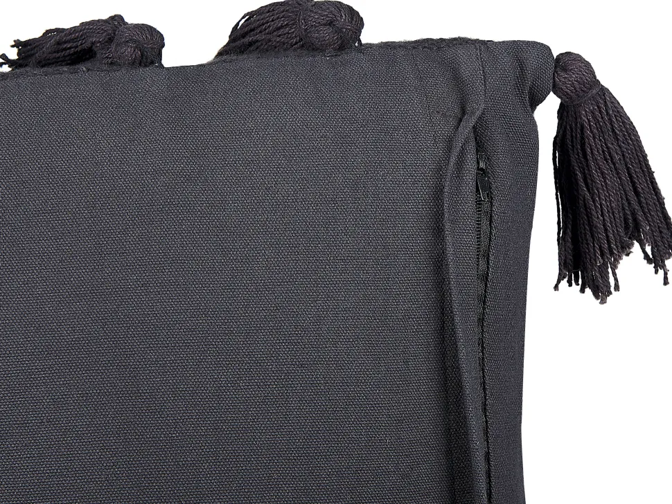 Almofada Decorativa Com Borlas Em Algodao Cinzento 35 X 55 Cm Lythrum