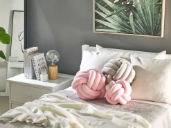 Almofada Decorativa Com No Em Veludo Rosa 20 X 20 Cm Malni