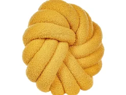 Almofada Decorativa Com No Em Tecido Boucle Amarelo 31 X 31 Cm Akola