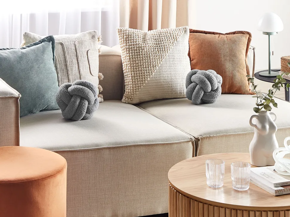 Almofada Decorativa Com No Em Tecido Boucle Cinzento 19 X 19 Cm Malni