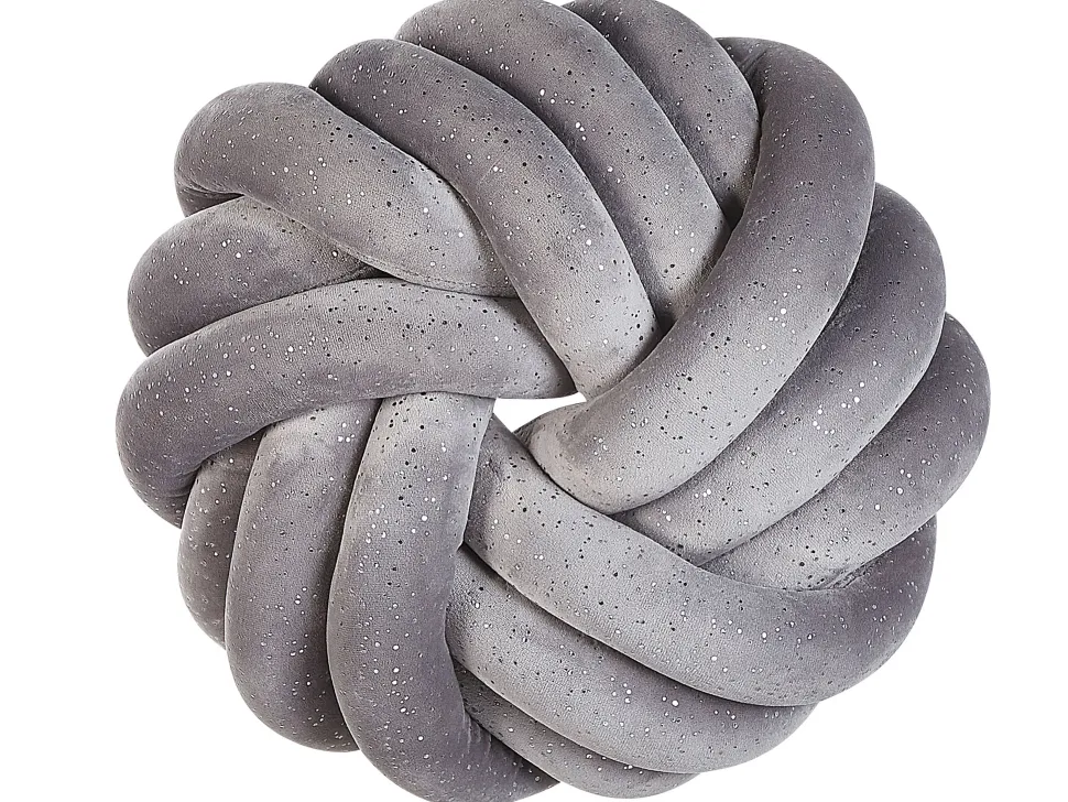 Almofada Decorativa Com No Em Veludo Cinzento Com Brilhantes 30 X 30 Cm Akola