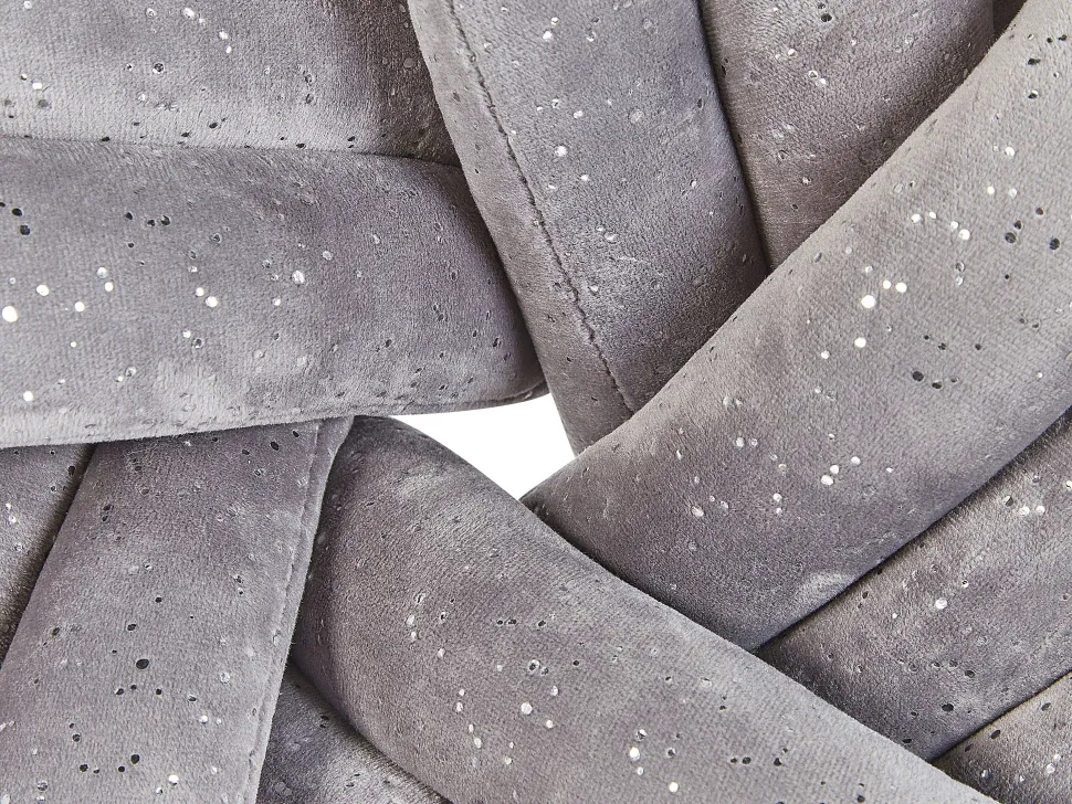 Almofada Decorativa Com No Em Veludo Cinzento Com Brilhantes 30 X 30 Cm Akola