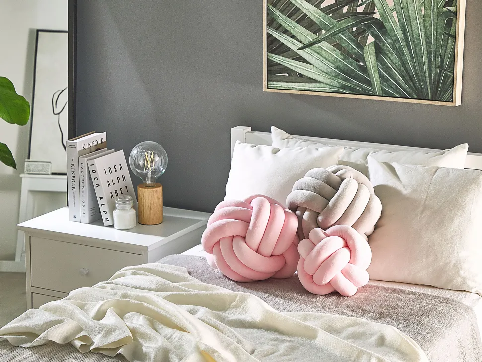 Almofada Decorativa Com No Em Veludo Rosa 30 X 30 Cm Malni