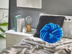 Almofada Decorativa Com No Em Veludo Azul 30 X 30 Cm Akola