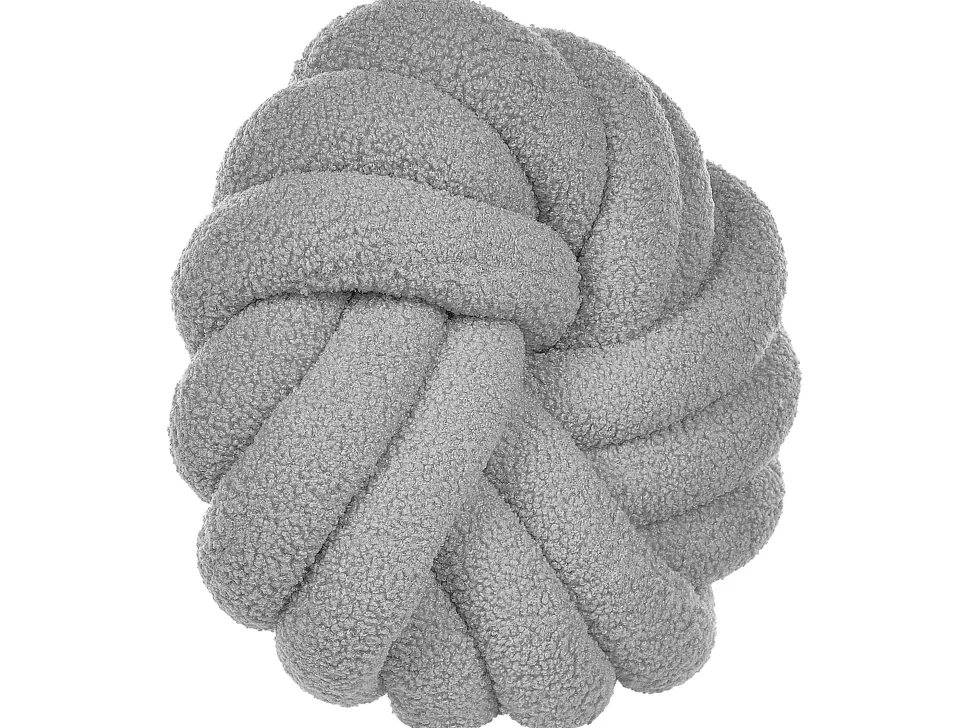 Almofada Decorativa Com No Em Tecido Boucle Cinzento 31 X 31 Cm Akola