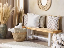 Almofada Decorativa Com Padrao De Flores Em Algodao Branco 45 X 45 Cm Omorika