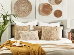 Almofada Decorativa Com Padrao Geometrico Em Algodao Creme 45 X 45 Cm Ceiba