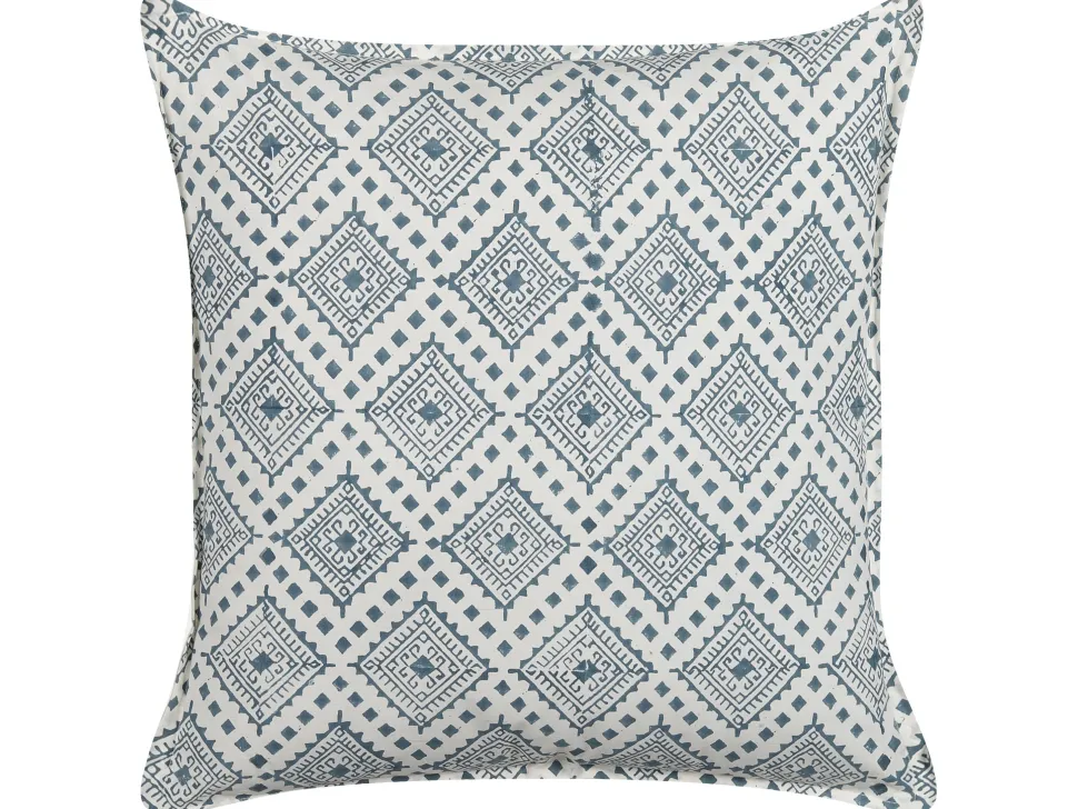 Almofada Decorativa Com Padrao Oriental Em Algodao Azul E Branco 45 X 45 Cm Cordata