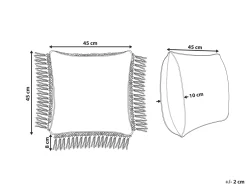 Almofada Decorativa Com Padrao Floral E Borlas Em Algodao Branco E Azul 45 X 45 Cm Pallida