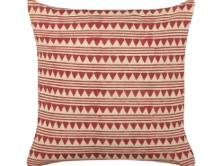 Almofada Decorativa Com Padrao Geometrico Em Algodao Vermelho E Creme 45 X 45 Cm Deglupta