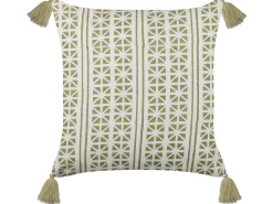 Almofada Decorativa Com Padrao Geometrico Em Algodao Verde E Branco 45 X 45 Cm Syringa