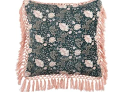 Almofada Decorativa Com Padrao De Flores Em Veludo Verde E Rosa 45 X 45 Cm Parrotia