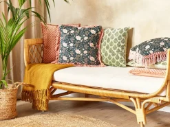 Almofada Decorativa Com Padrao De Flores Em Veludo Verde E Rosa 45 X 45 Cm Parrotia