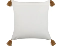 Almofada Decorativa Com Padrao Geometrico Em Algodao Castanho Claro E Branco 45 X 45 Cm Malus