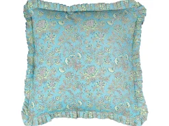 Almofada Decorativa Com Padrao De Flores Em Algodao Azul 45 X 45 Cm Amoena